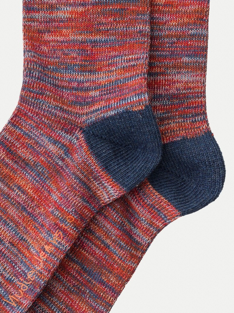 Red / Navy Nudie Jeans Rasmusson Multi Yarn Men's Socks | 50147TEDJ