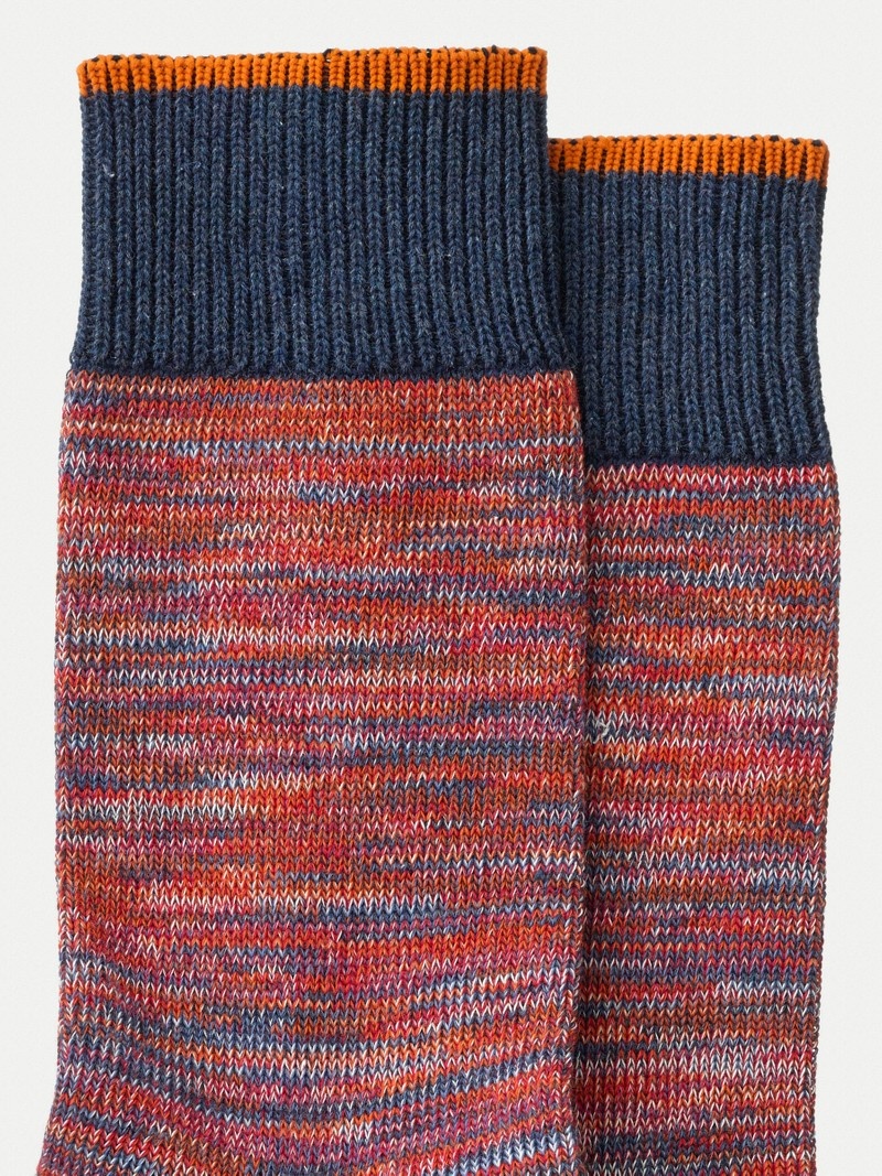 Red / Navy Nudie Jeans Rasmusson Multi Yarn Men's Socks | 50147TEDJ