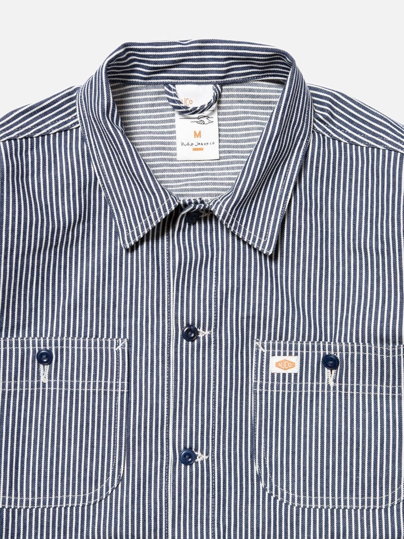 Stripes Nudie Jeans Vincent Hickory Men's Shirts | 92638TWMS