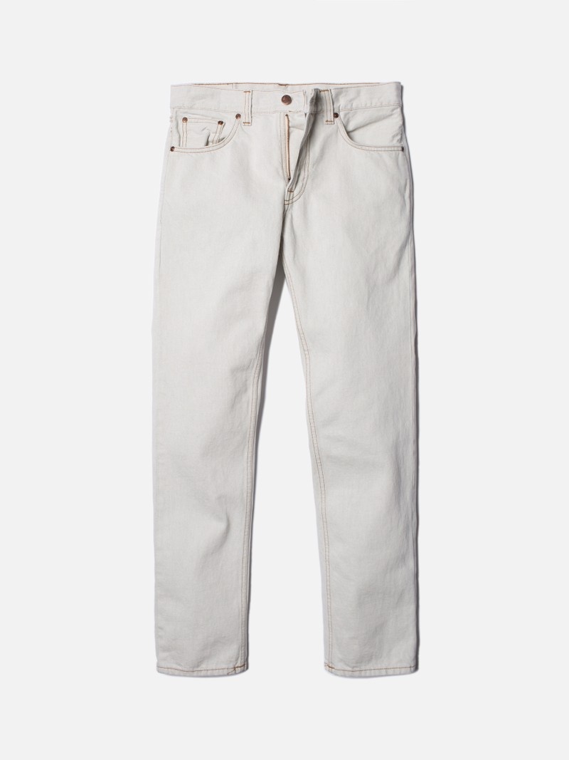 White Nudie Jeans Gritty Jackson Clay Men's Jeans | 38549NWXV