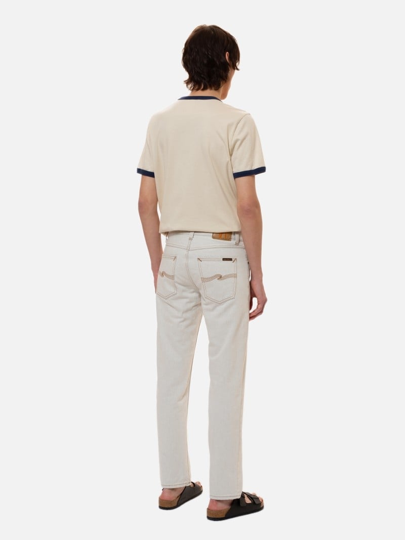 White Nudie Jeans Gritty Jackson Clay Men's Jeans | 38549NWXV