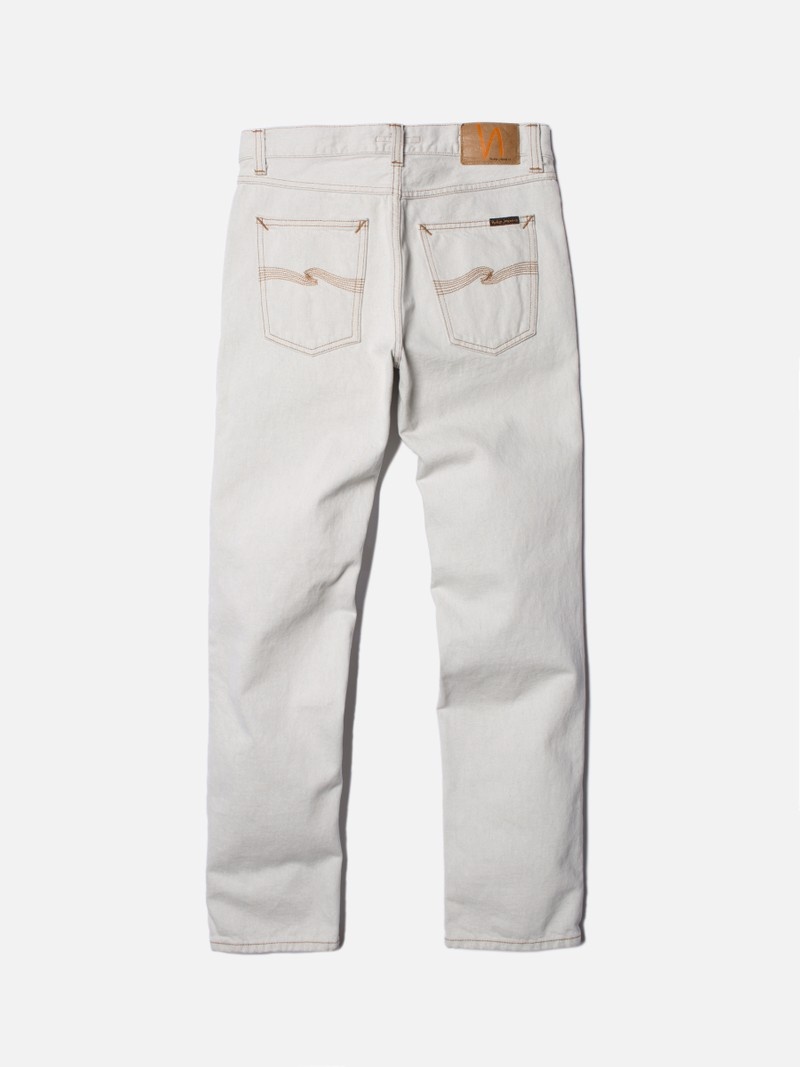 White Nudie Jeans Gritty Jackson Clay Men's Jeans | 38549NWXV