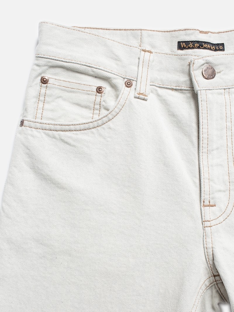 White Nudie Jeans Gritty Jackson Clay Men's Jeans | 38549NWXV