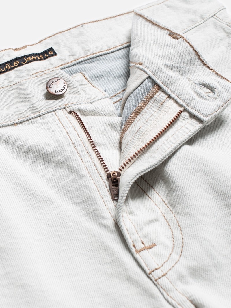 White Nudie Jeans Gritty Jackson Clay Men's Jeans | 38549NWXV