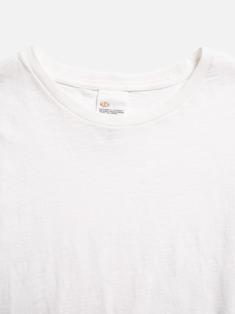 White Nudie Jeans Roffe Slub Men's T-Shirt | 32476CKAV