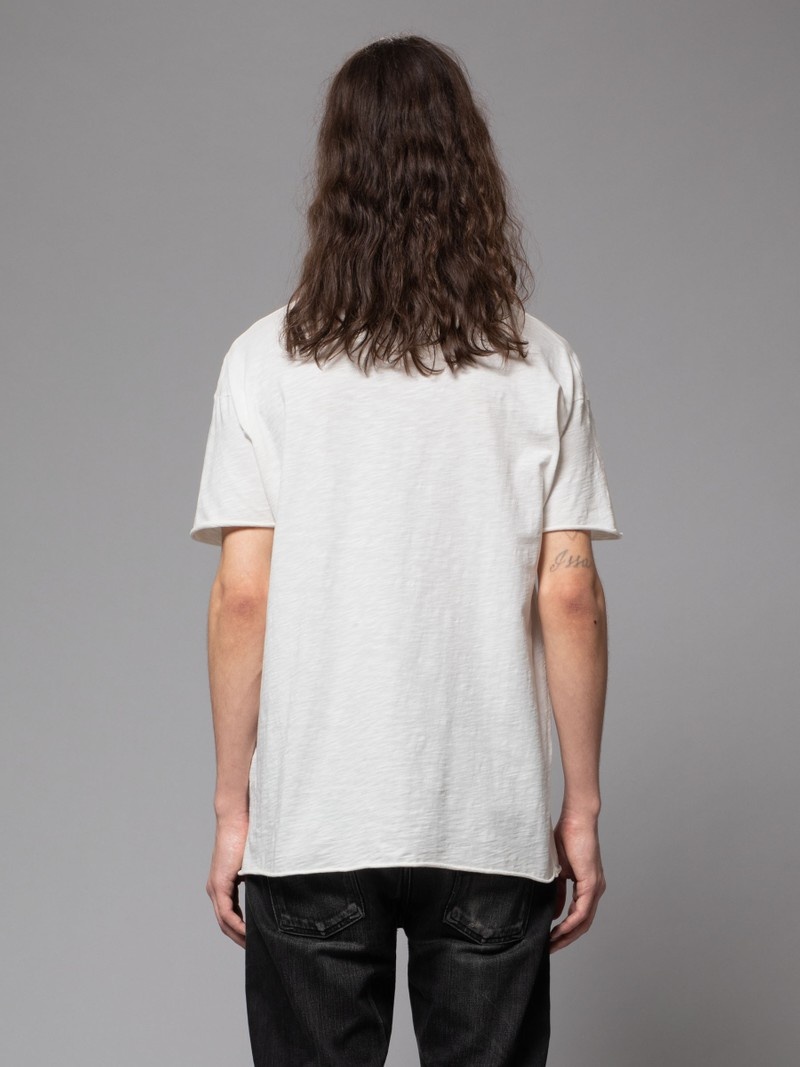 White Nudie Jeans Roger Slub Men's T-Shirt | 49620PXGY