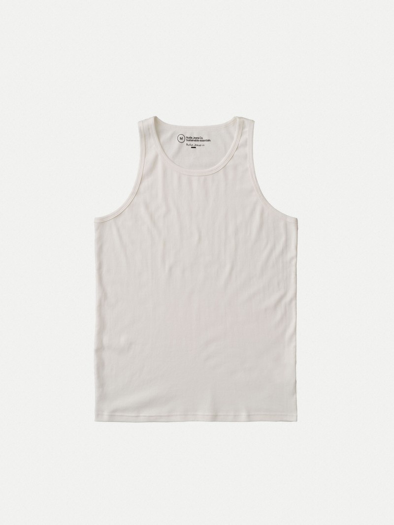 White Nudie Jeans Tank Top Men's Accessories | 19403AGVU