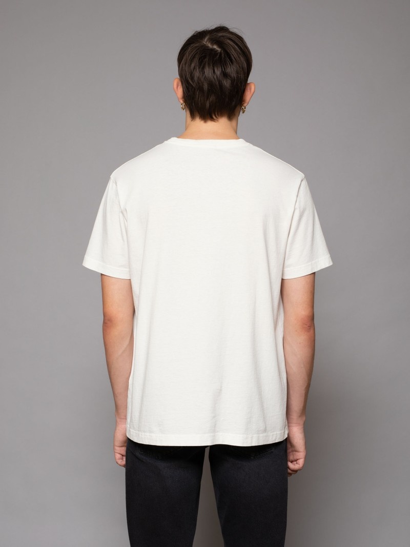 White Nudie Jeans Uno Everyday Chalk Men's T-Shirt | 38497OCWB