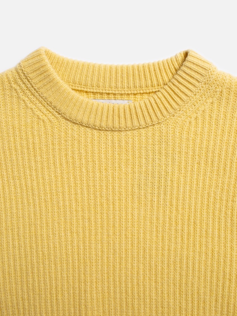 Yellow Nudie Jeans August Rib Wool Citra Men's Knitwear | 26401KZVF