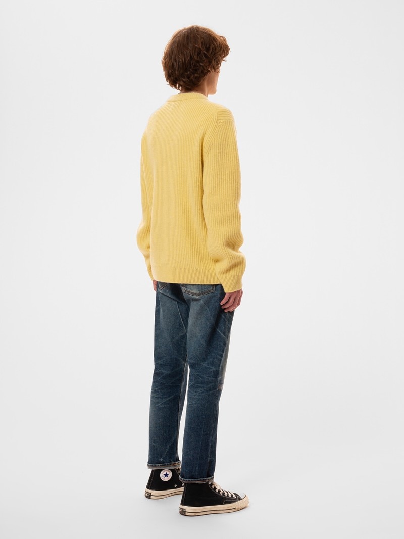 Yellow Nudie Jeans August Rib Wool Citra Men's Knitwear | 26401KZVF